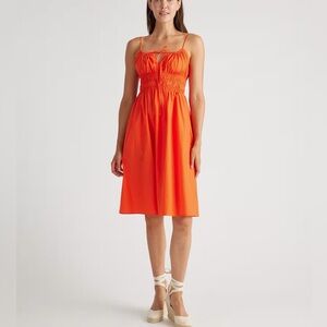 Quince 100% Organic Cotton Keyhole Midi Dress with pockets 26825